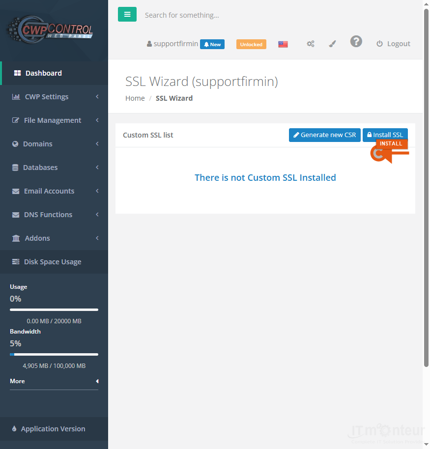 Return to Domains → Custom SSL (SSL Wizard). Click Install SSL.
