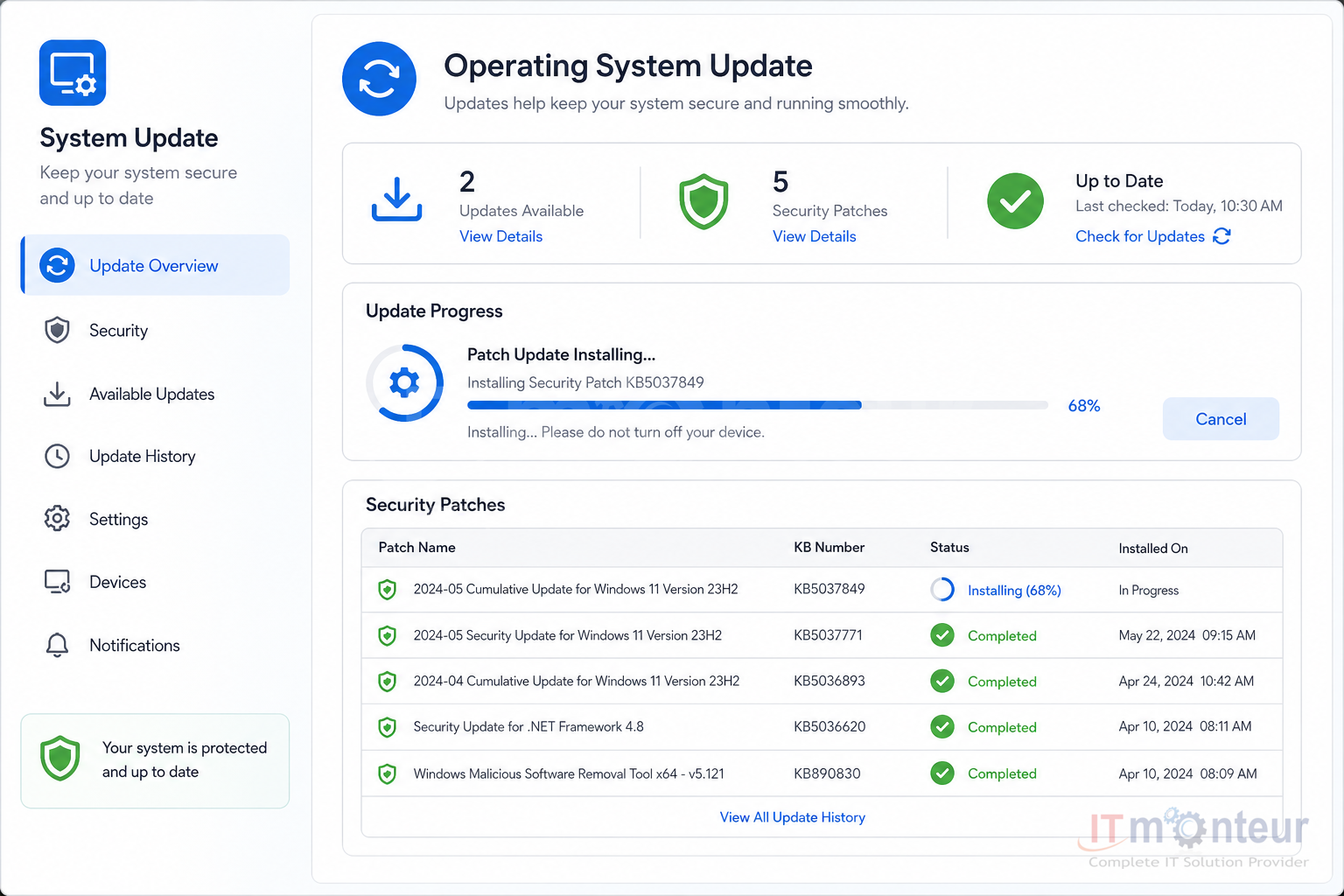 OS updates and security patch installation